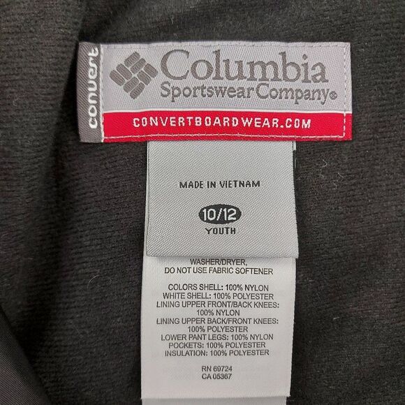 Columbia Ski Snowboard Convert Pants Youth 10/12 Black Winter Insulated Outdoor - Picture 11 of 11